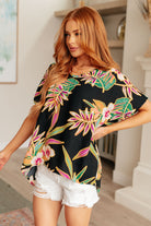 Tropical Bouquet V-Neck Top-Short Sleeve Tops-Krush Kandy, Women's Online Fashion Boutique Located in Phoenix, Arizona (Scottsdale Area)