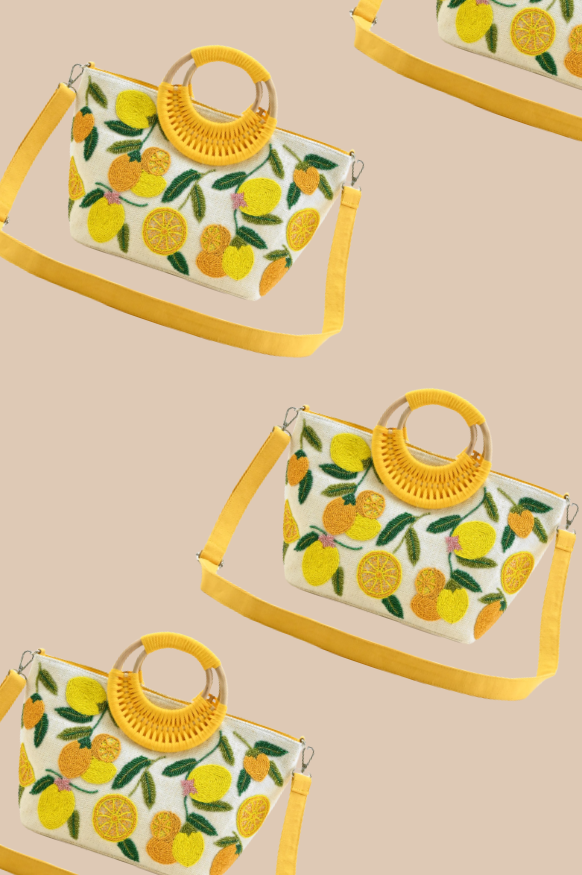 Golden Citrus Embroidered Tote-Purses & Bags-Krush Kandy, Women's Online Fashion Boutique Located in Phoenix, Arizona (Scottsdale Area)