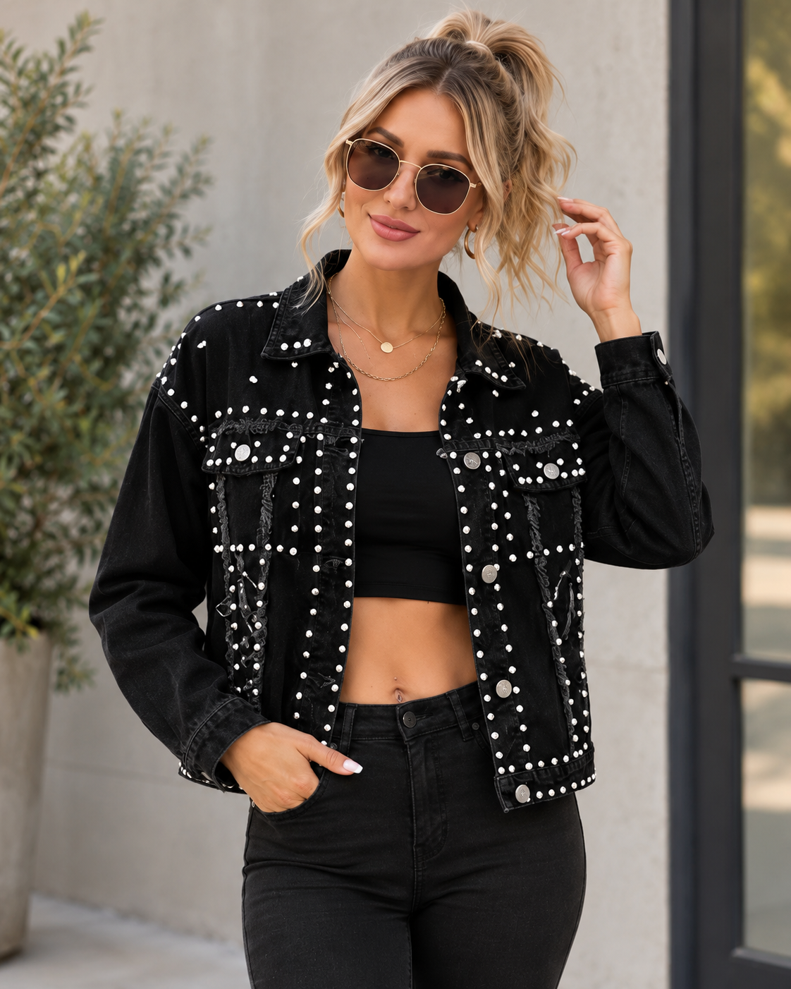 Urban Studded Denim Fashion Portrait.png