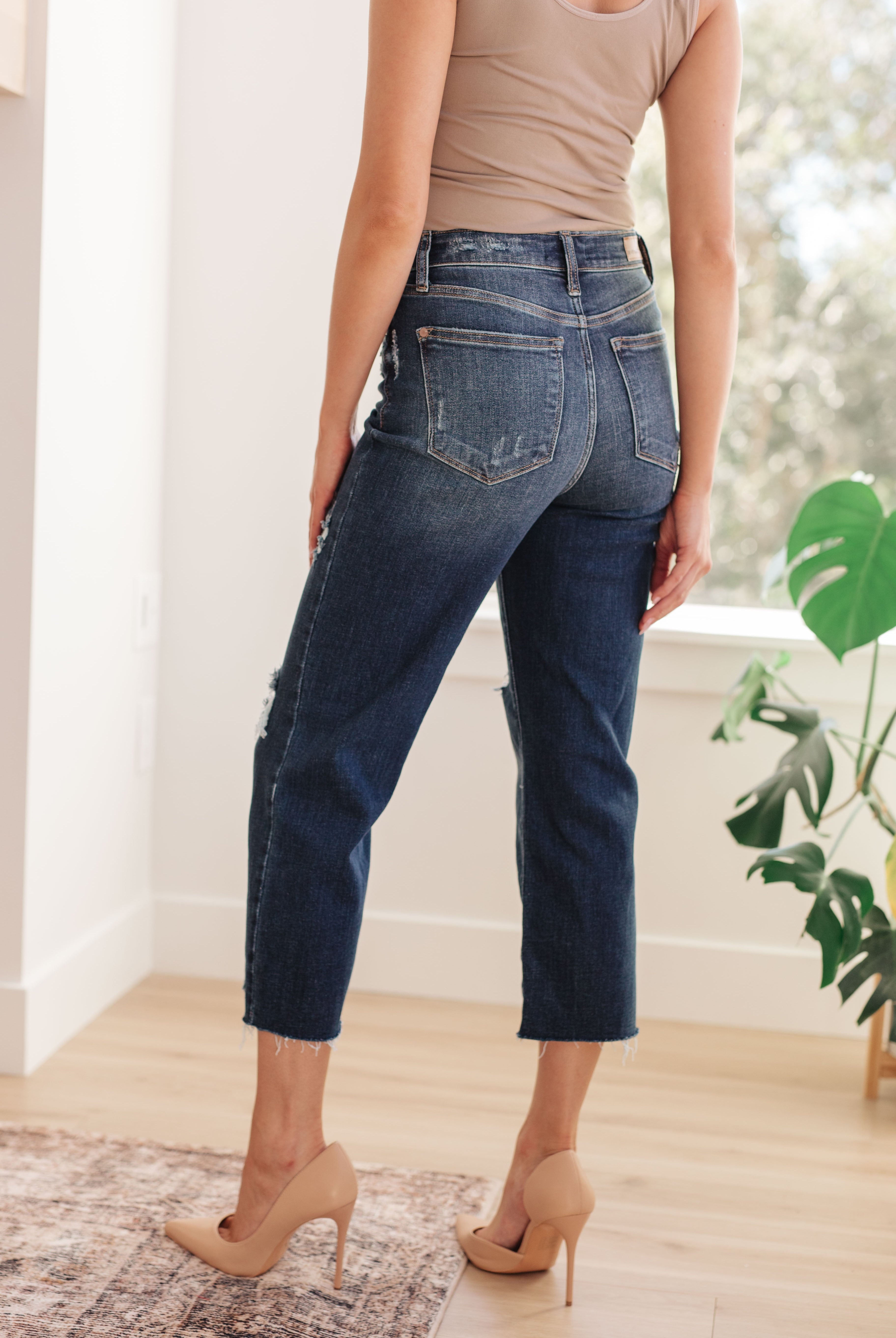 JUDY BLUE Whitney High Rise Distressed Wide Leg Crop Jeans-Jeans-Krush Kandy, Women's Online Fashion Boutique Located in Phoenix, Arizona (Scottsdale Area)