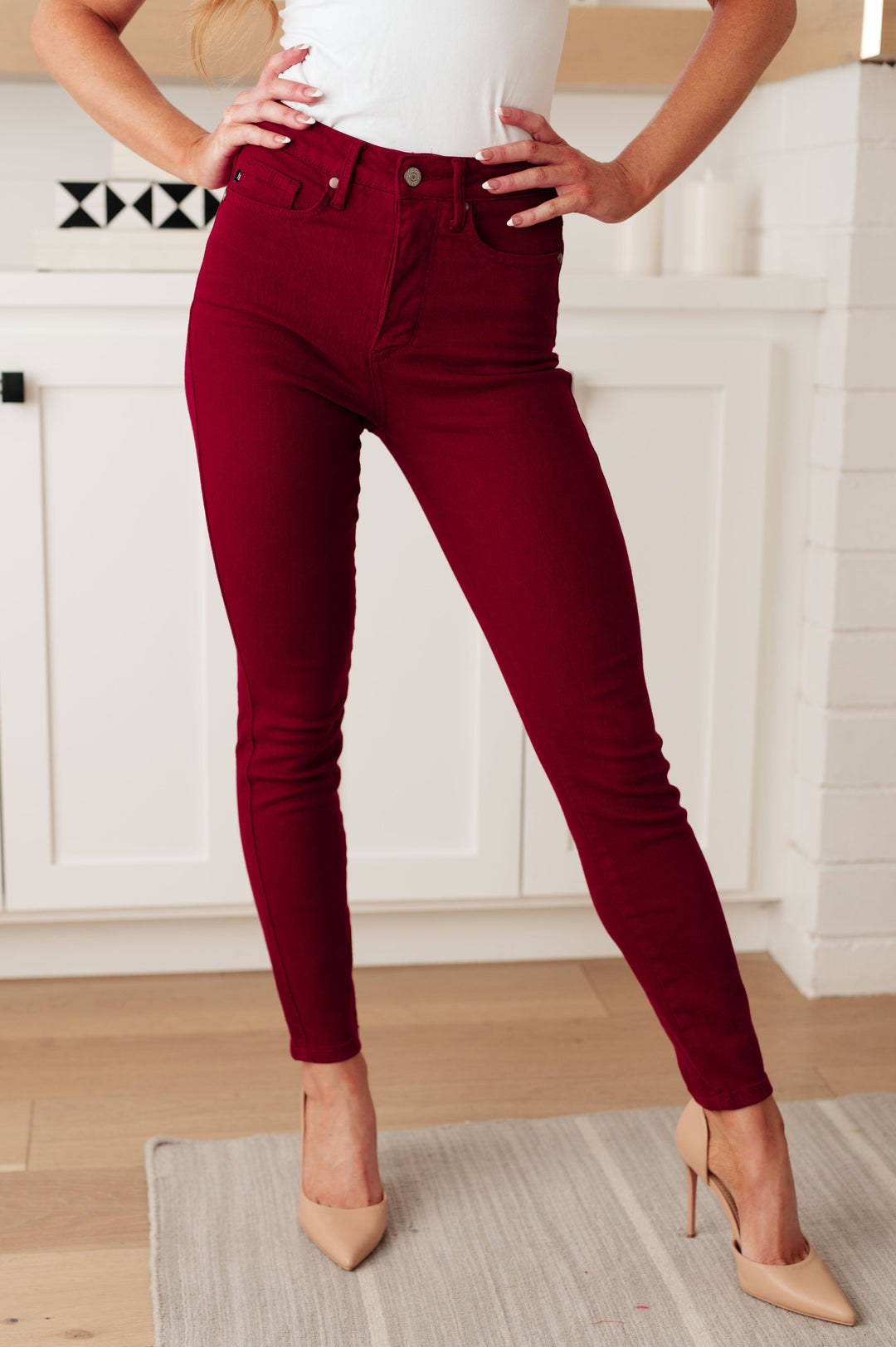 JUDY BLUE Wanda High Rise Control Top Skinny Jeans Scarlet-Jeans-Krush Kandy, Women's Online Fashion Boutique Located in Phoenix, Arizona (Scottsdale Area)