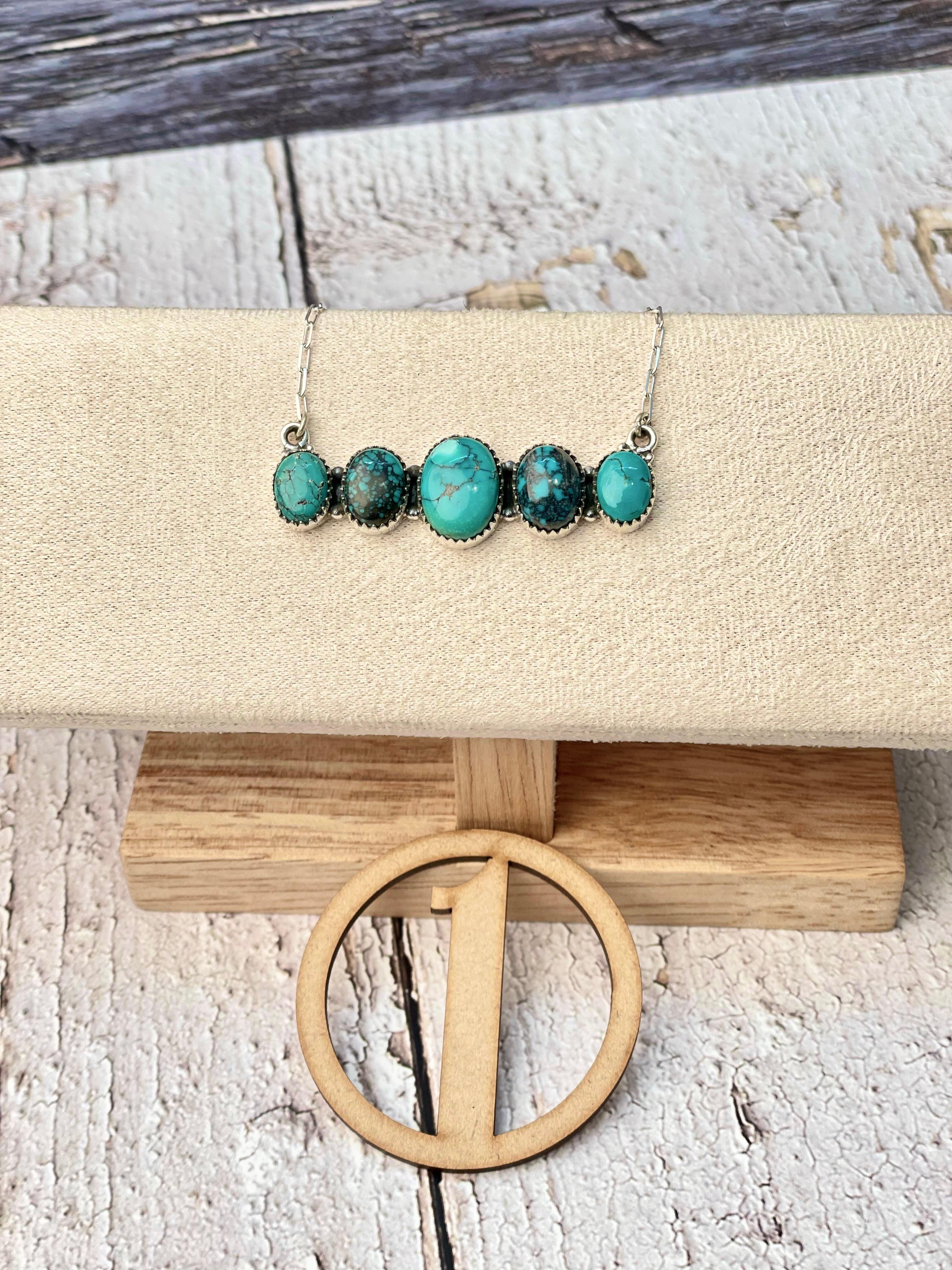 Turquoise Cluster Bar Necklace-Necklaces-Krush Kandy, Women's Online Fashion Boutique Located in Phoenix, Arizona (Scottsdale Area)