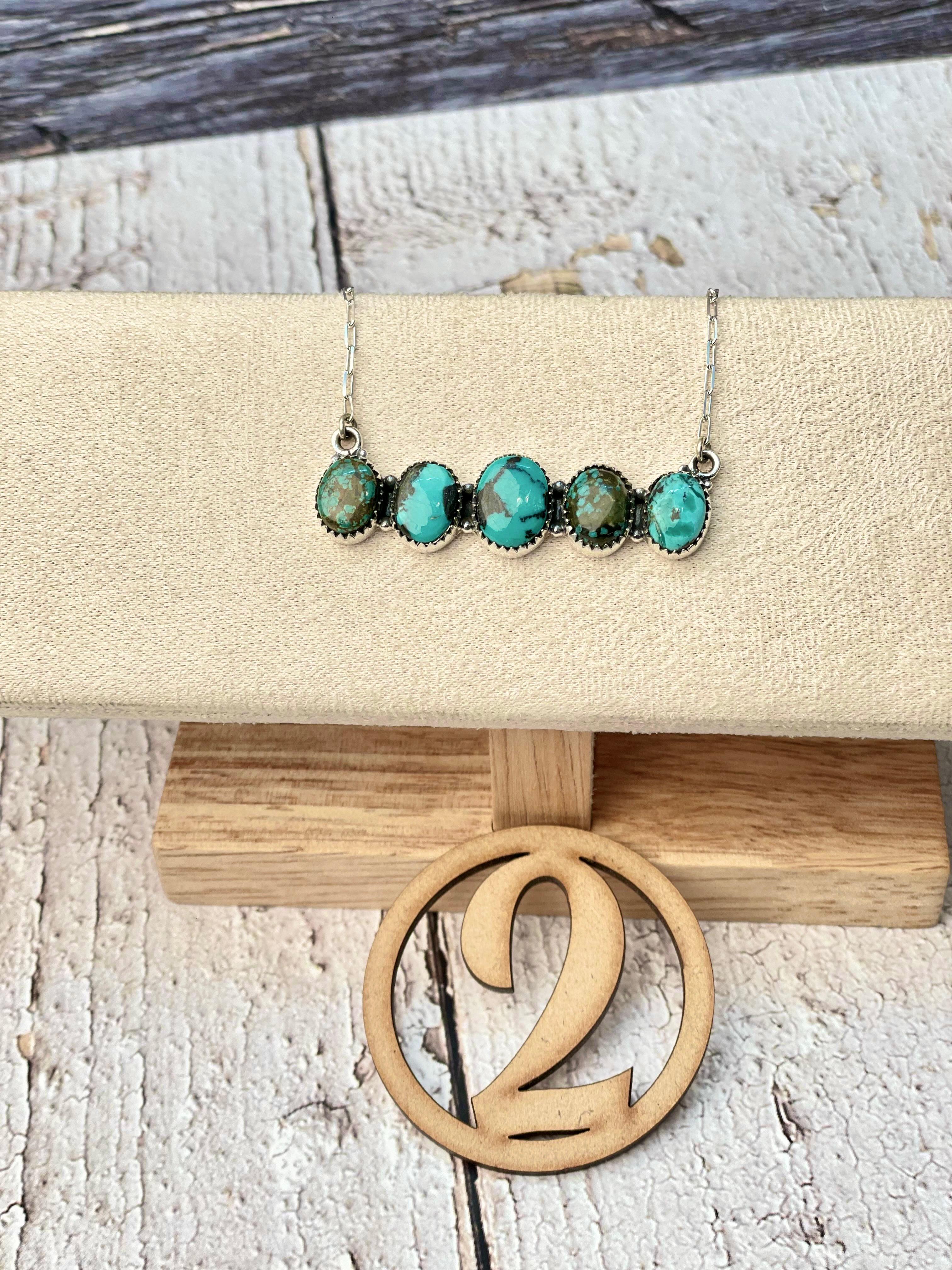 Turquoise Cluster Bar Necklace-Necklaces-Krush Kandy, Women's Online Fashion Boutique Located in Phoenix, Arizona (Scottsdale Area)