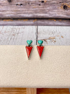 Heart On Fire Turquoise & Red Opal Earrings-Stud Earrings-Krush Kandy, Women's Online Fashion Boutique Located in Phoenix, Arizona (Scottsdale Area)