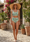 Blue Floral Two-Piece Swimsuit Set