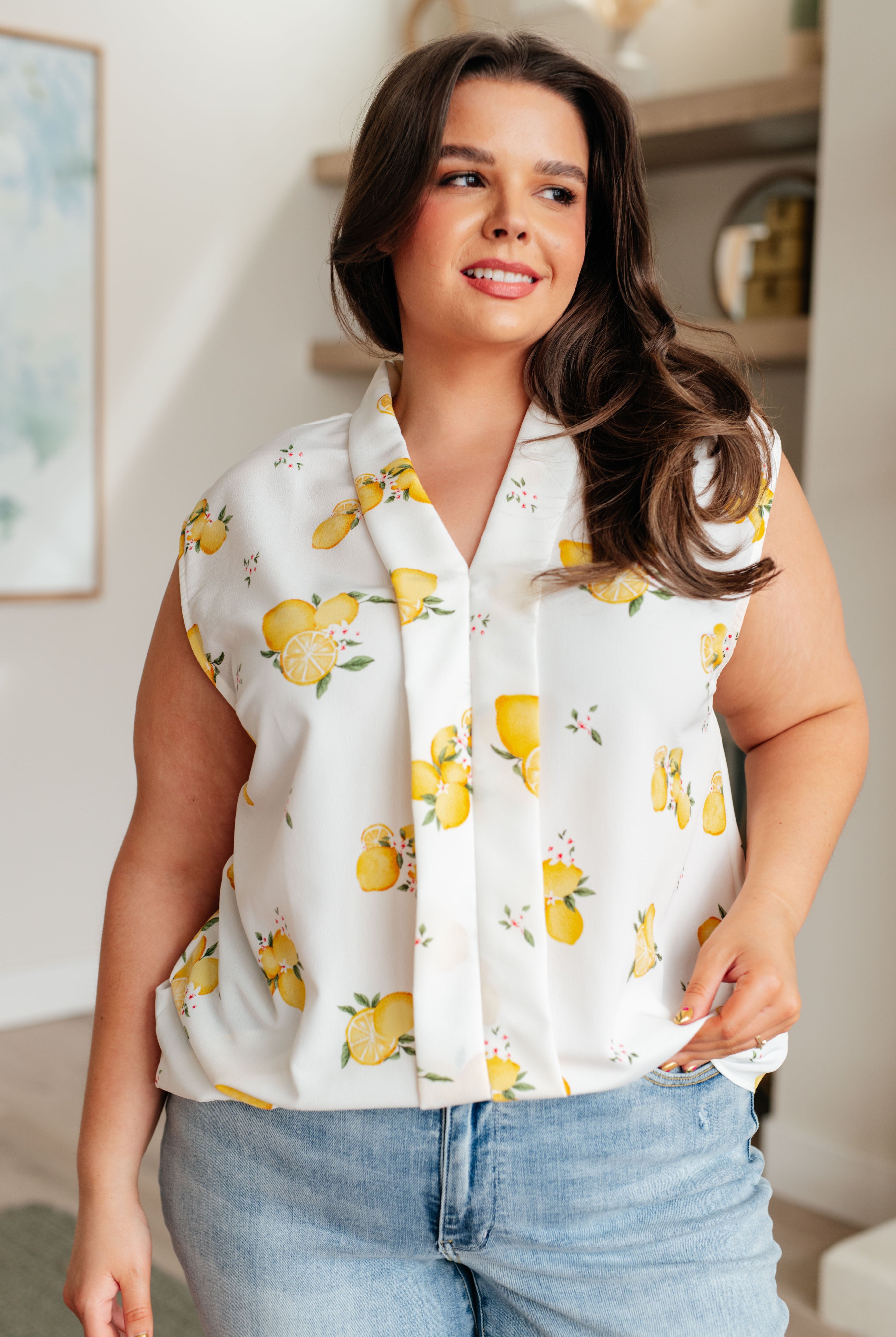 When Life Gives You Lemons Sleeveless Blouse-Short Sleeve Tops-Krush Kandy, Women's Online Fashion Boutique Located in Phoenix, Arizona (Scottsdale Area)