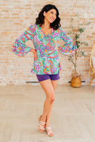 Willow Bell Sleeve Top in Lavender Mint Paisley-Long Sleeve Tops-Krush Kandy, Women's Online Fashion Boutique Located in Phoenix, Arizona (Scottsdale Area)