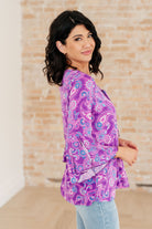 Willow Bell Sleeve Top in Lavender Paisley-Long Sleeve Tops-Krush Kandy, Women's Online Fashion Boutique Located in Phoenix, Arizona (Scottsdale Area)