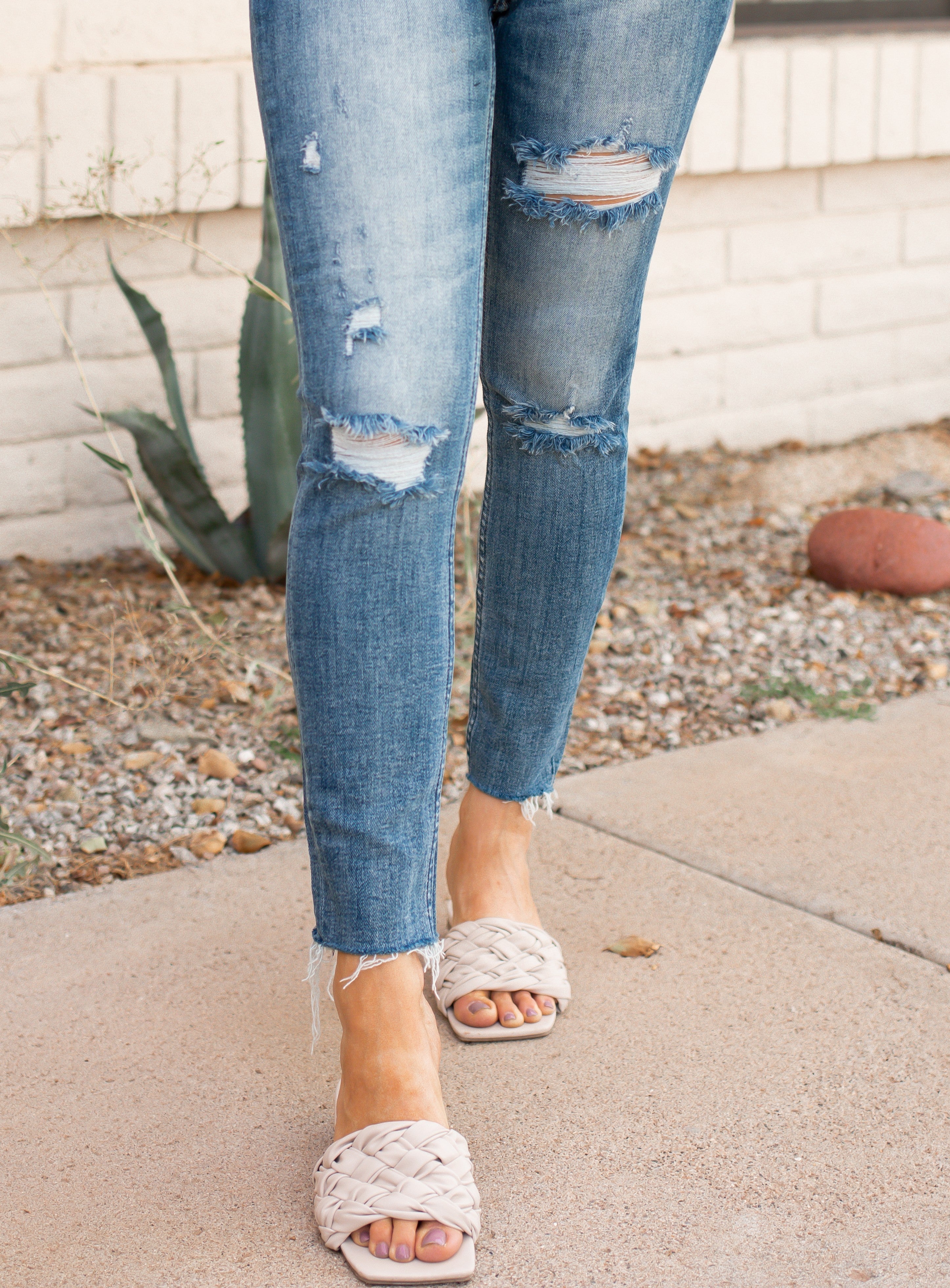 Risen HIGH RISE DISTRESSED RELAXED FIT SKINNY-Jeans-Krush Kandy, Women's Online Fashion Boutique Located in Phoenix, Arizona (Scottsdale Area)