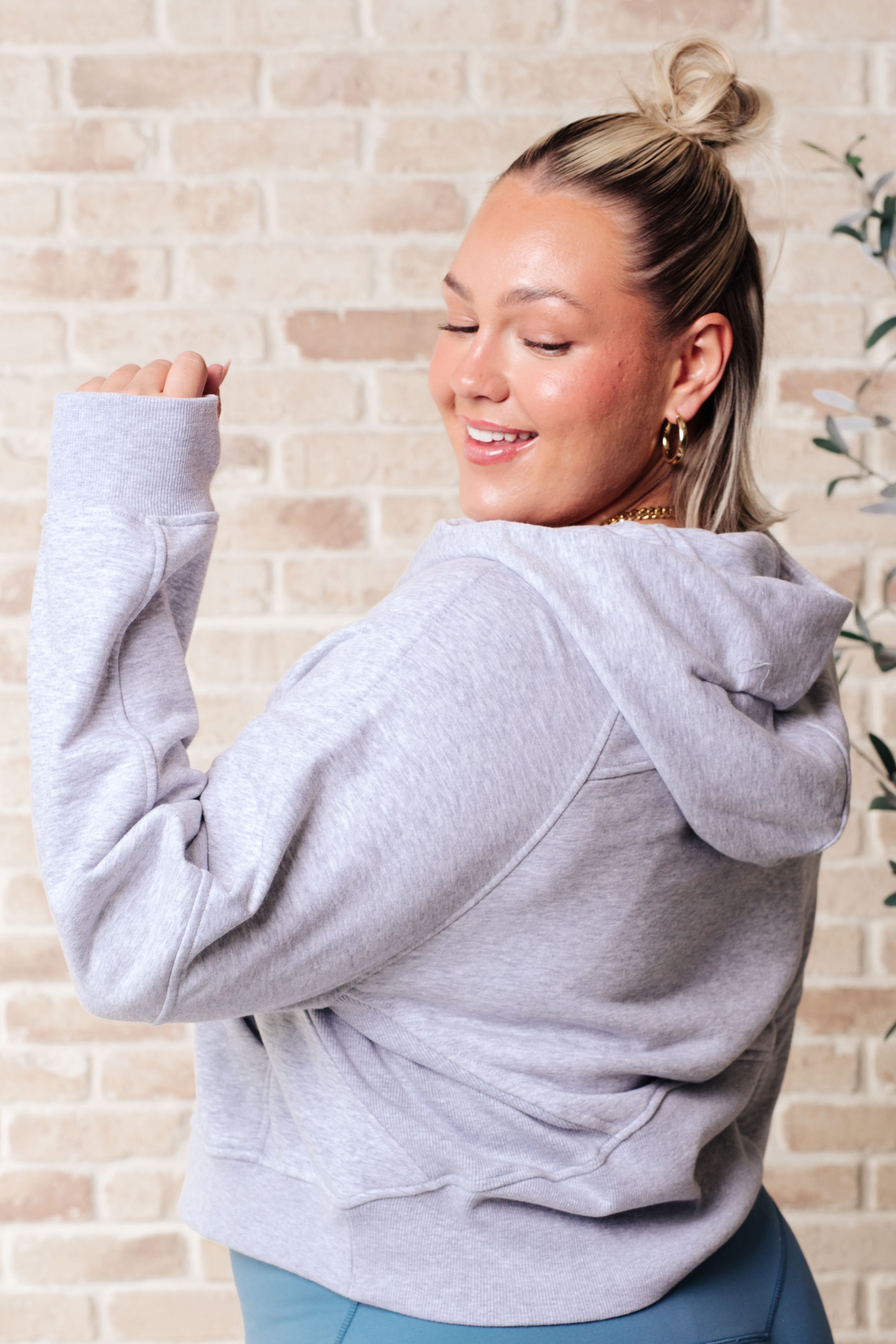 Working Up A Sweat Hooded Pullover in Grey-Pullovers-Krush Kandy, Women's Online Fashion Boutique Located in Phoenix, Arizona (Scottsdale Area)