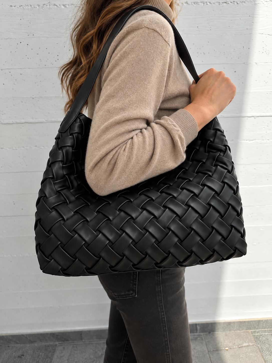 Woven Black Leather Hobo Bag Style.png