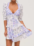 Ruffled Floral Print Half Sleeve Dress-Dresses-Krush Kandy, Women's Online Fashion Boutique Located in Phoenix, Arizona (Scottsdale Area)