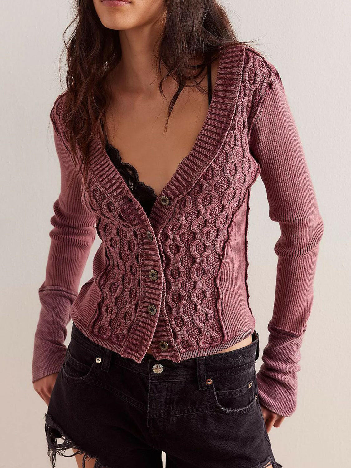 V-Neck Button Up Cropped Cardigan-Krush Kandy, Women's Online Fashion Boutique Located in Phoenix, Arizona (Scottsdale Area)