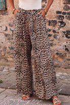 Leopard Drawstring Wide Leg Pants-Pants-Krush Kandy, Women's Online Fashion Boutique Located in Phoenix, Arizona (Scottsdale Area)