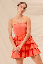 SO ME Strapless Ruffle Layered Game Day Cheer Up Dress-Dresses-Krush Kandy, Women's Online Fashion Boutique Located in Phoenix, Arizona (Scottsdale Area)