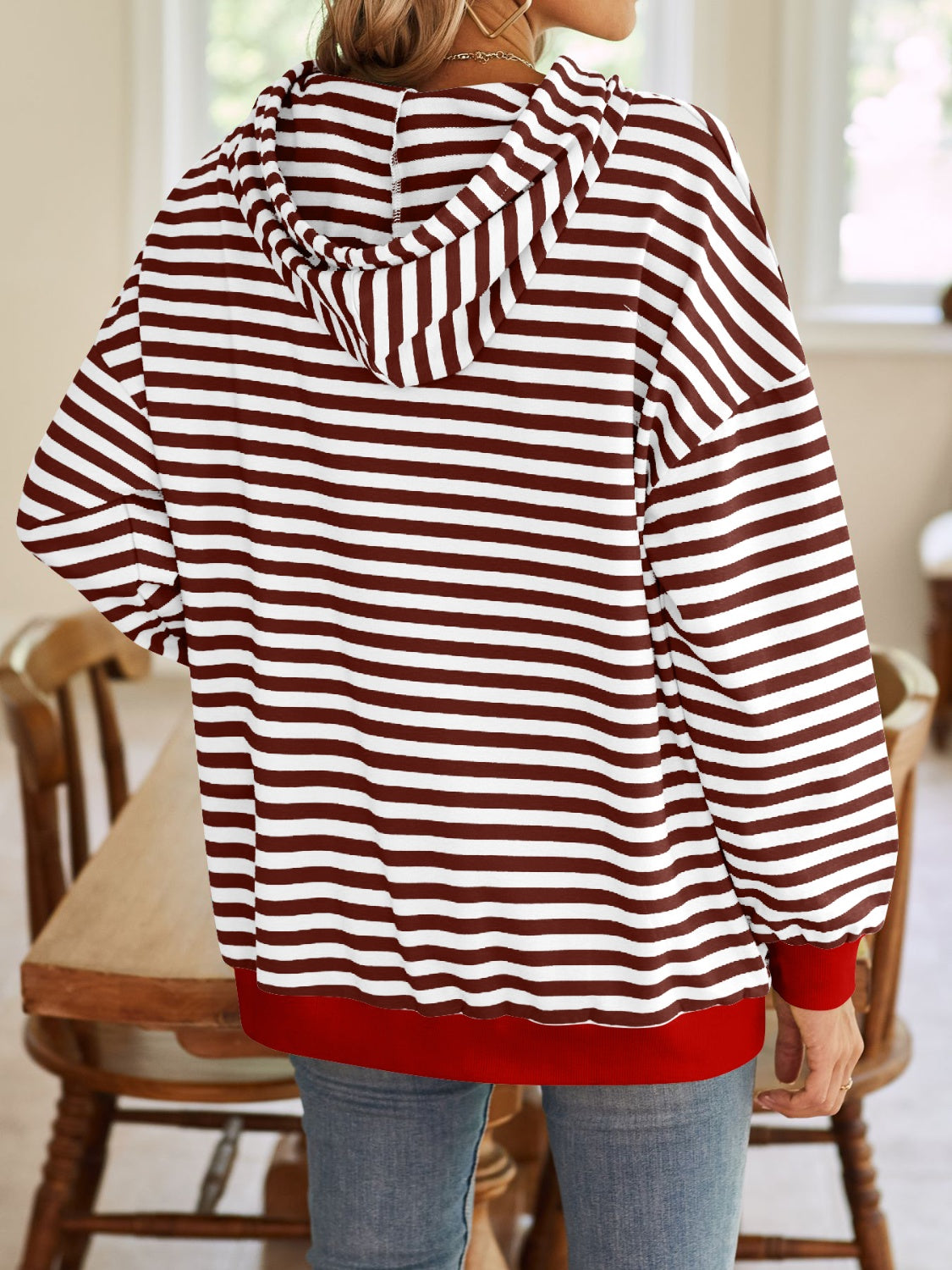 Lovelet Drawstring Striped Long Sleeve Hoodie-Krush Kandy, Women's Online Fashion Boutique Located in Phoenix, Arizona (Scottsdale Area)