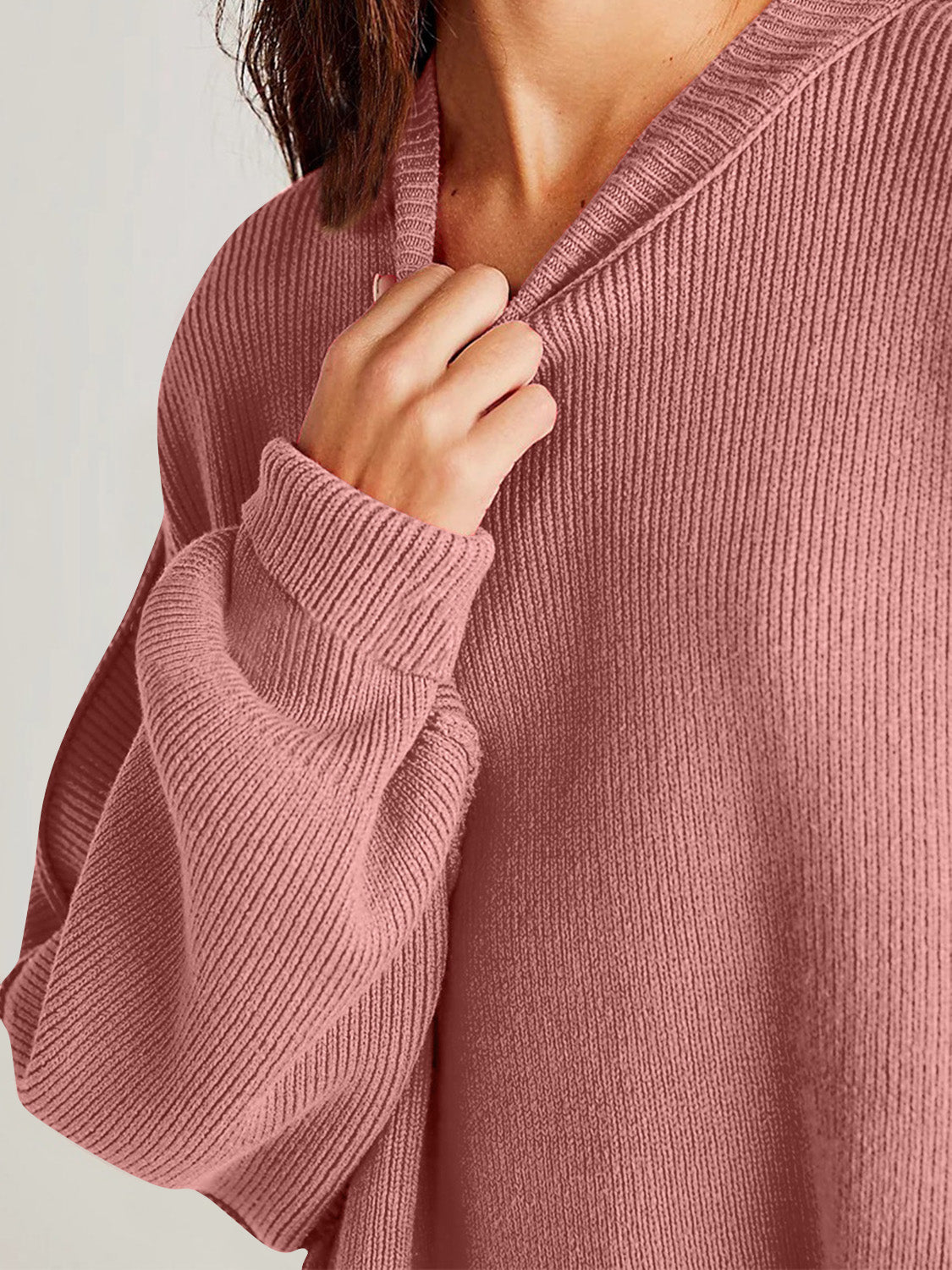 Double Take Side Slit Round Neck Long Sleeve Sweater-Sweaters-Krush Kandy, Women's Online Fashion Boutique Located in Phoenix, Arizona (Scottsdale Area)