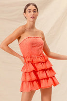SO ME Strapless Ruffle Layered Game Day Cheer Up Dress-Dresses-Krush Kandy, Women's Online Fashion Boutique Located in Phoenix, Arizona (Scottsdale Area)