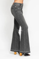Judy Blue Full Size Mid Rise Tummy Control Washed Gray Release Hem Flare Jeans Plus Size-Denim-Krush Kandy, Women's Online Fashion Boutique Located in Phoenix, Arizona (Scottsdale Area)