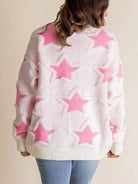 Oversized Star Pattern Ribbed Edge Drop Shoulder Sweater-Sweater-Krush Kandy, Women's Online Fashion Boutique Located in Phoenix, Arizona (Scottsdale Area)