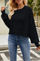 Round Neck Dropped Shoulder Sweater-Krush Kandy, Women's Online Fashion Boutique Located in Phoenix, Arizona (Scottsdale Area)