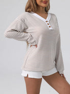 Striped Button Detail Long Sleeve Top-Long Sleeve Tops-Krush Kandy, Women's Online Fashion Boutique Located in Phoenix, Arizona (Scottsdale Area)