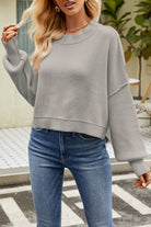 Round Neck Dropped Shoulder Sweater-Krush Kandy, Women's Online Fashion Boutique Located in Phoenix, Arizona (Scottsdale Area)