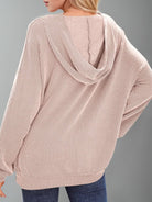 Double Take Textured Kangaroo Pocket Long Sleeve Hoodie-Krush Kandy, Women's Online Fashion Boutique Located in Phoenix, Arizona (Scottsdale Area)