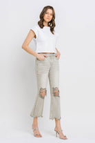 Lovervet Distressed Raw Hem Cropped Flare Jeans-Krush Kandy, Women's Online Fashion Boutique Located in Phoenix, Arizona (Scottsdale Area)