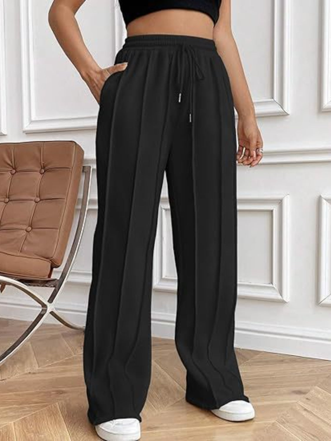 Drawstring Wide Leg Pants with Pockets-Pants-Krush Kandy, Women's Online Fashion Boutique Located in Phoenix, Arizona (Scottsdale Area)