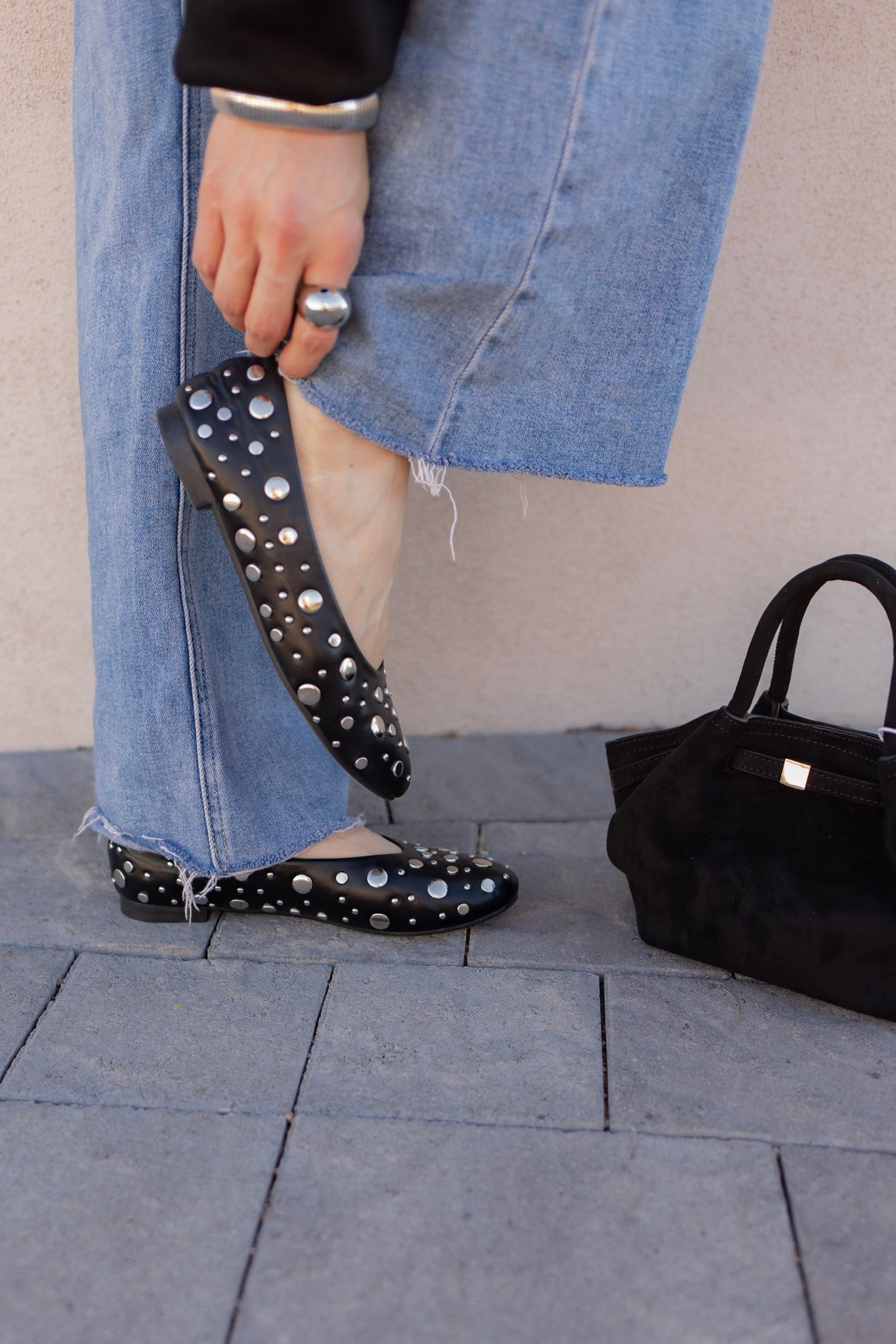 Black Studded Ballerina Flat-Flats-Krush Kandy, Women's Online Fashion Boutique Located in Phoenix, Arizona (Scottsdale Area)