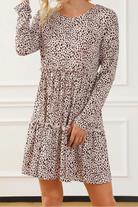 Frill Printed Round Neck Dress-Dresses-Krush Kandy, Women's Online Fashion Boutique Located in Phoenix, Arizona (Scottsdale Area)