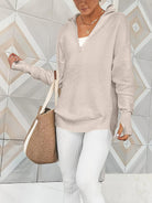 Half Zip Long Sleeve Knit Top-Sweaters-Krush Kandy, Women's Online Fashion Boutique Located in Phoenix, Arizona (Scottsdale Area)