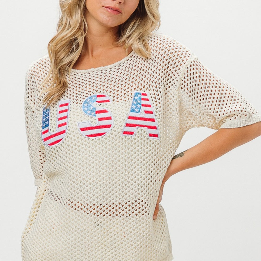 BiBi US Flag Theme Knit Cover Up-Krush Kandy, Women's Online Fashion Boutique Located in Phoenix, Arizona (Scottsdale Area)