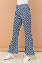 And The Why Checkerboard High Waist Bell Pants-PANTS-Krush Kandy, Women's Online Fashion Boutique Located in Phoenix, Arizona (Scottsdale Area)