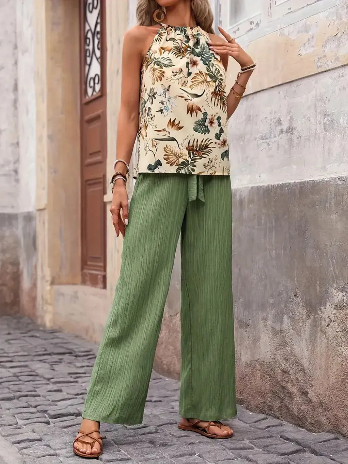 Printed Tank Top and Wide Leg Pants Set-Tops-Krush Kandy, Women's Online Fashion Boutique Located in Phoenix, Arizona (Scottsdale Area)