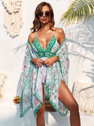 Printed Plunge One-Piece Swimwear and Cover-Up Set-Swimwear-Krush Kandy, Women's Online Fashion Boutique Located in Phoenix, Arizona (Scottsdale Area)