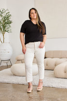 RFM Mini Mia Full Size Tummy Control High Waist Raw Hem Jeans-Jeans-Krush Kandy, Women's Online Fashion Boutique Located in Phoenix, Arizona (Scottsdale Area)