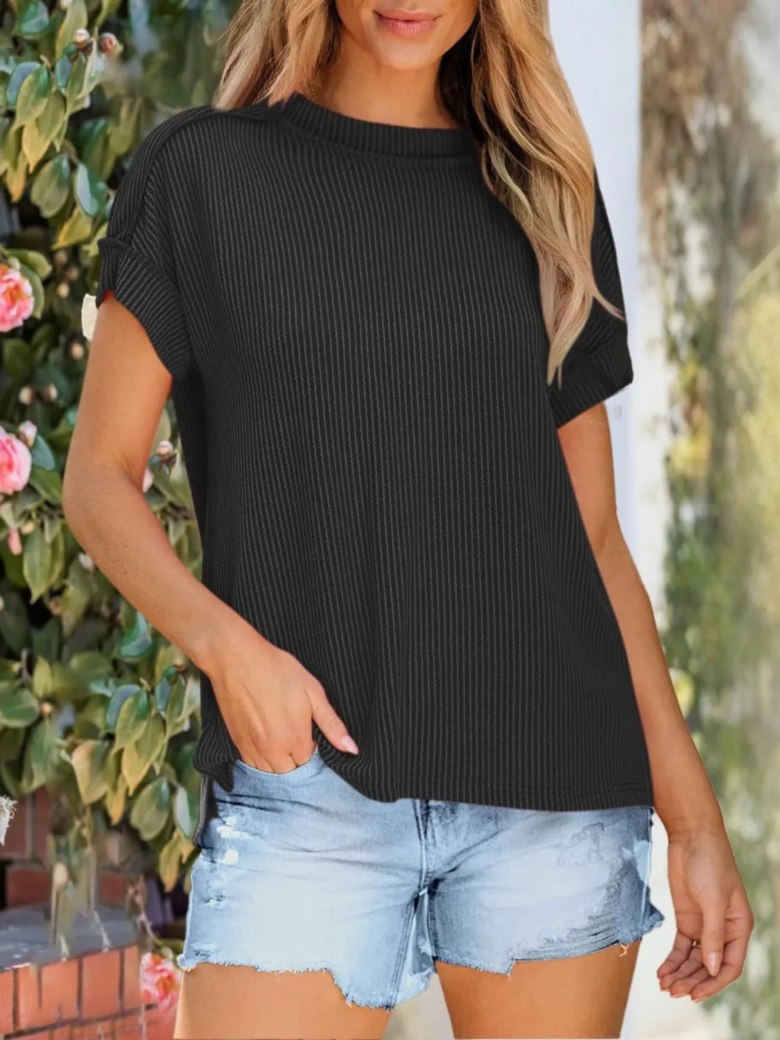 Round Neck Short Sleeve T-Shirt-Krush Kandy, Women's Online Fashion Boutique Located in Phoenix, Arizona (Scottsdale Area)