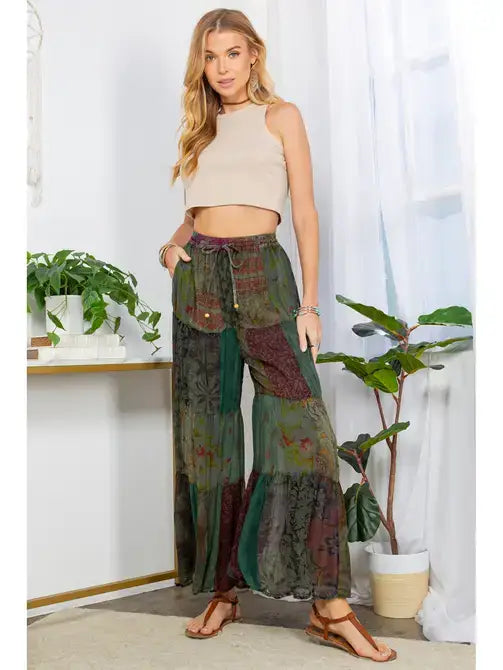 Boho Flared Patchwork Pants-Pants-Krush Kandy, Women's Online Fashion Boutique Located in Phoenix, Arizona (Scottsdale Area)