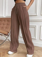 Drawstring Wide Leg Pants with Pockets-PANTS-Krush Kandy, Women's Online Fashion Boutique Located in Phoenix, Arizona (Scottsdale Area)