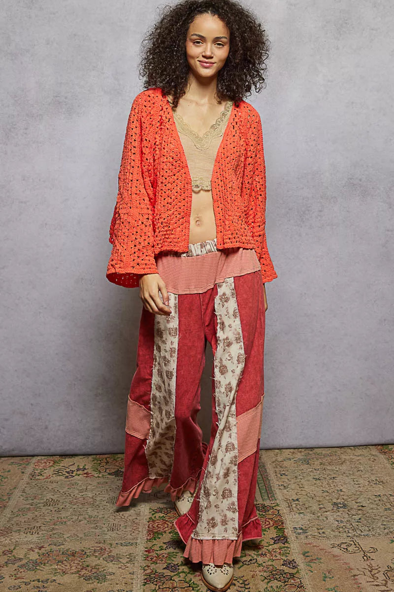 POL Open Front Cardigan with Crochet Patterns-Sweater-Krush Kandy, Women's Online Fashion Boutique Located in Phoenix, Arizona (Scottsdale Area)