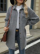 Houndstooth Button Up Long Sleeve Coat-Jacket-Krush Kandy, Women's Online Fashion Boutique Located in Phoenix, Arizona (Scottsdale Area)