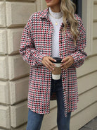 Houndstooth Button Up Long Sleeve Coat-Jacket-Krush Kandy, Women's Online Fashion Boutique Located in Phoenix, Arizona (Scottsdale Area)