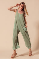 Mineral Washed Thermal Waffle Wide Leg Jumpsuit-Jumpsuits & Rompers-Krush Kandy, Women's Online Fashion Boutique Located in Phoenix, Arizona (Scottsdale Area)