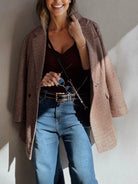 Houndstooth Lapel Collar Blazer-Blazers-Krush Kandy, Women's Online Fashion Boutique Located in Phoenix, Arizona (Scottsdale Area)