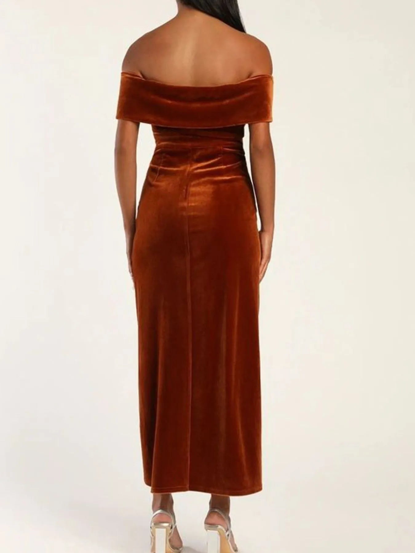 Off-Shoulder Wrap Dress with Side Slit-Dresses-Krush Kandy, Women's Online Fashion Boutique Located in Phoenix, Arizona (Scottsdale Area)