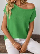 Mandy Boat Neck Short Sleeve Knit Top-Tops-Krush Kandy, Women's Online Fashion Boutique Located in Phoenix, Arizona (Scottsdale Area)