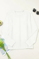 Polished White Long Sleeve Top-Sweaters-Krush Kandy, Women's Online Fashion Boutique Located in Phoenix, Arizona (Scottsdale Area)