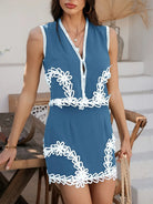 Devine Contrast Lace Vest and Skirt Set-2 Piece Outfit Sets-Krush Kandy, Women's Online Fashion Boutique Located in Phoenix, Arizona (Scottsdale Area)